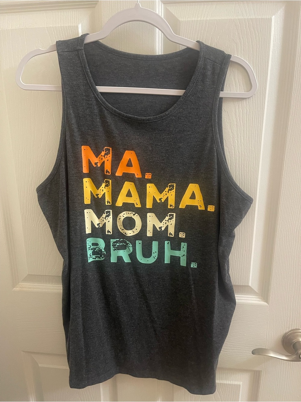 Graphic Tank Top - Dark Gray with Colorful Text